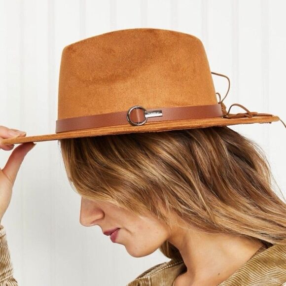 Western Fame Perfect Day Faux Suede Brown Fedora New main image 4